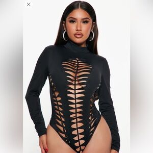 Fashion Nova Black Cutout Bodysuit